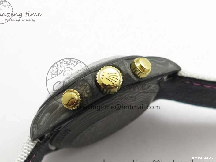 0413 ComfortFit Daytona DIW Carbon OMF Best Edition Blue Pink White Dial on White Nylon Strap A 2833